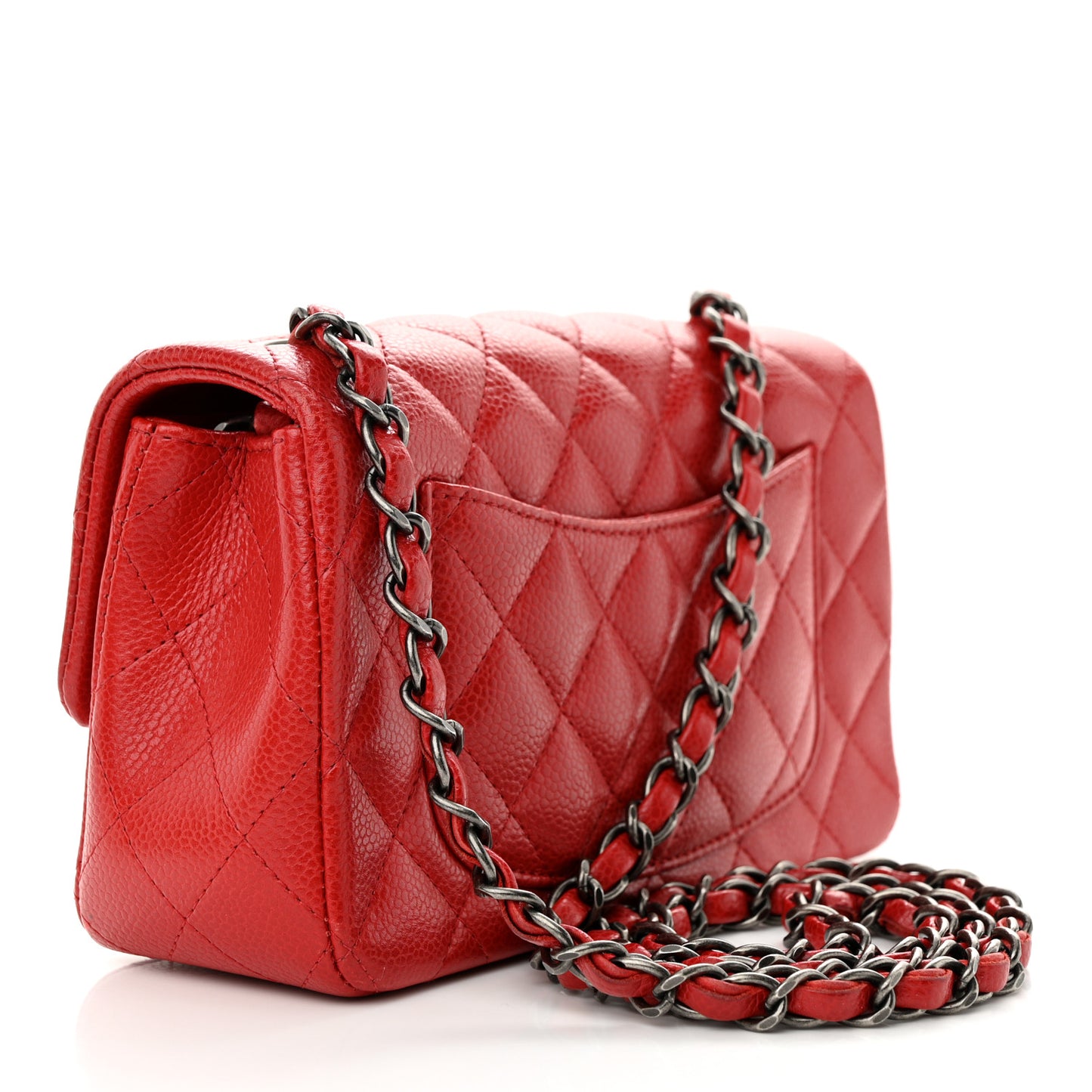 Caviar Quilted Mini Rectangular Flap Red