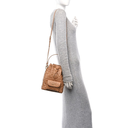 Christian Dior Lambskin Cannage Small Caro Bucket Bag Light Gold 2 of 9