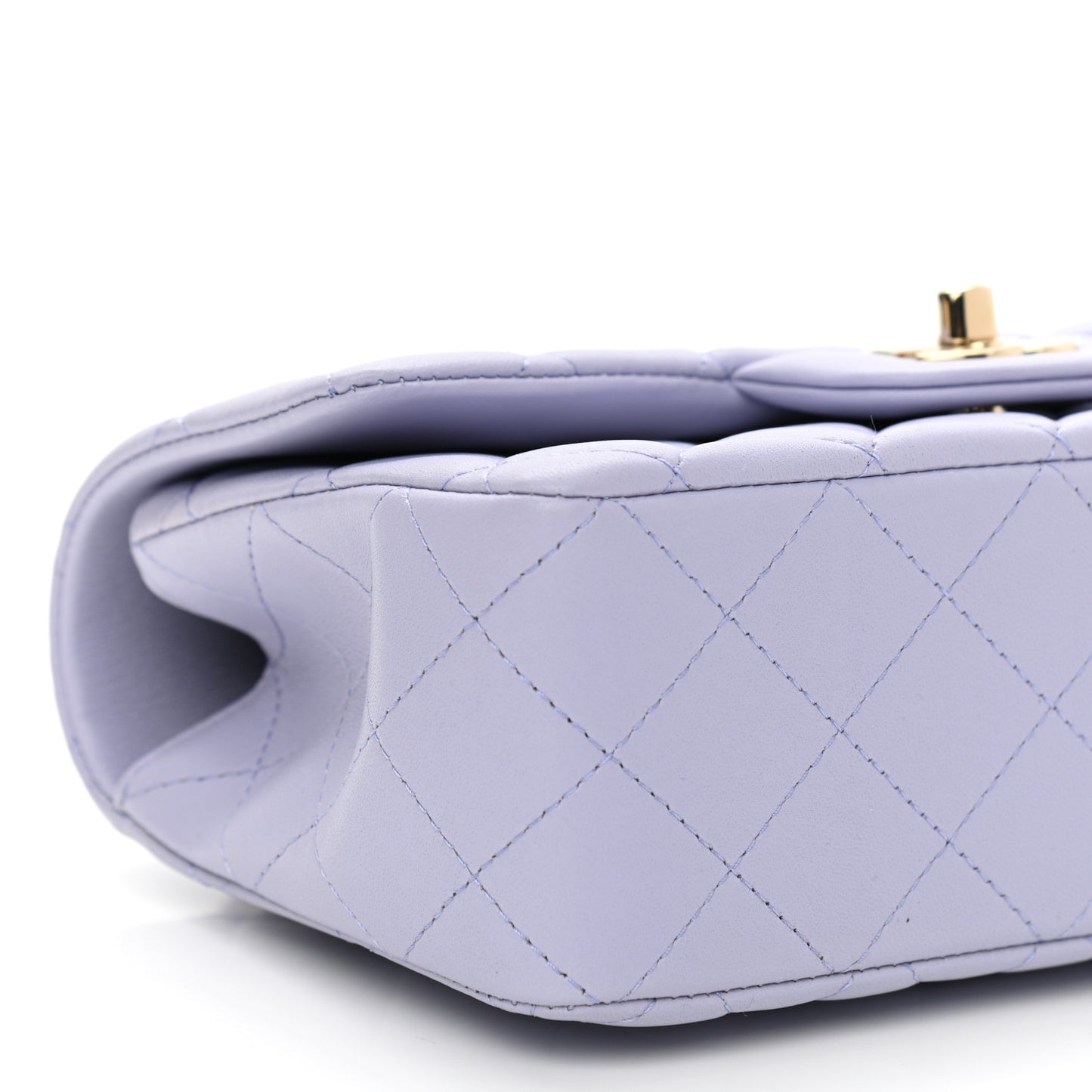 Lambskin Quilted Mini Top Handle Rectangular Flap Light Purple