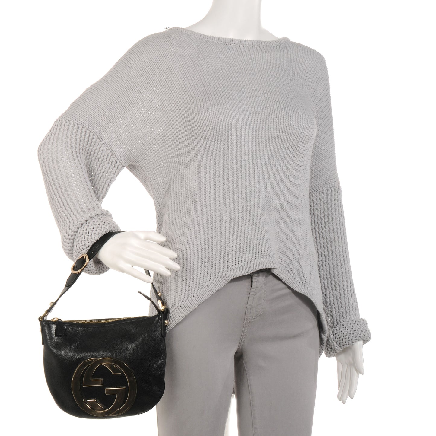 Leather Small Blondie Hobo Black