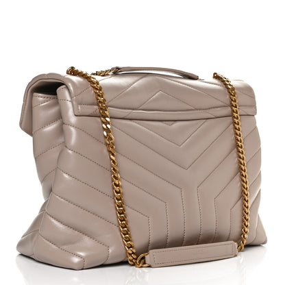 Saint Laurent Calfskin Y Quilted Monogram Medium Loulou Chain Satchel Dark Beige 3 of 13