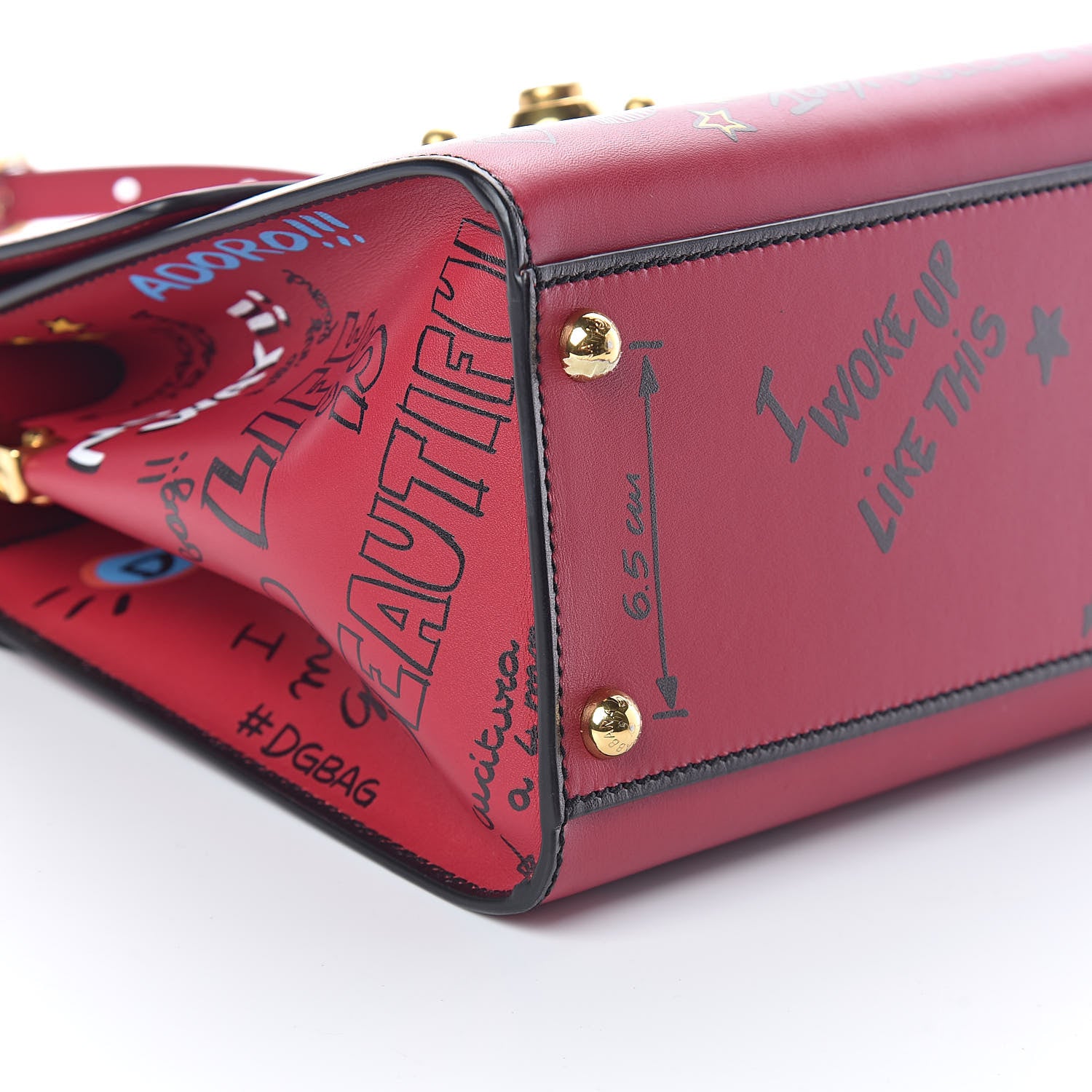 Dolce & Gabbana Calfskin Graffiti Printed Welcome Satchel Rosso Multicolor 8 of 9