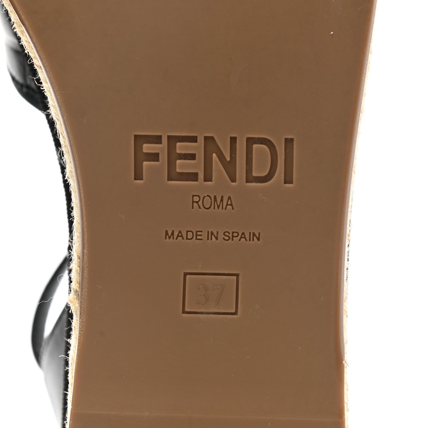 Fendi Nappa FF Embossed Espadrille Platform Sandals 37 Black 6 of 8