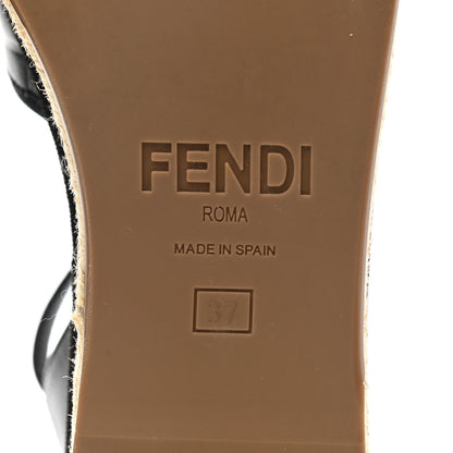Fendi Nappa FF Embossed Espadrille Platform Sandals 37 Black 6 of 8