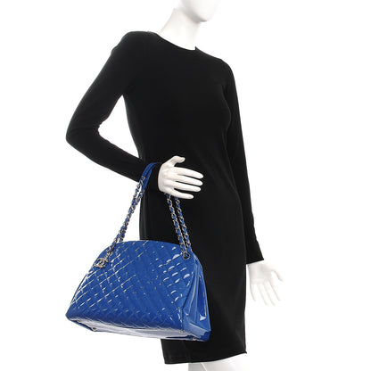 Chanel Patent Quilted Large Just Mademoiselle Bowling Bag Dark Blue 3 of 9