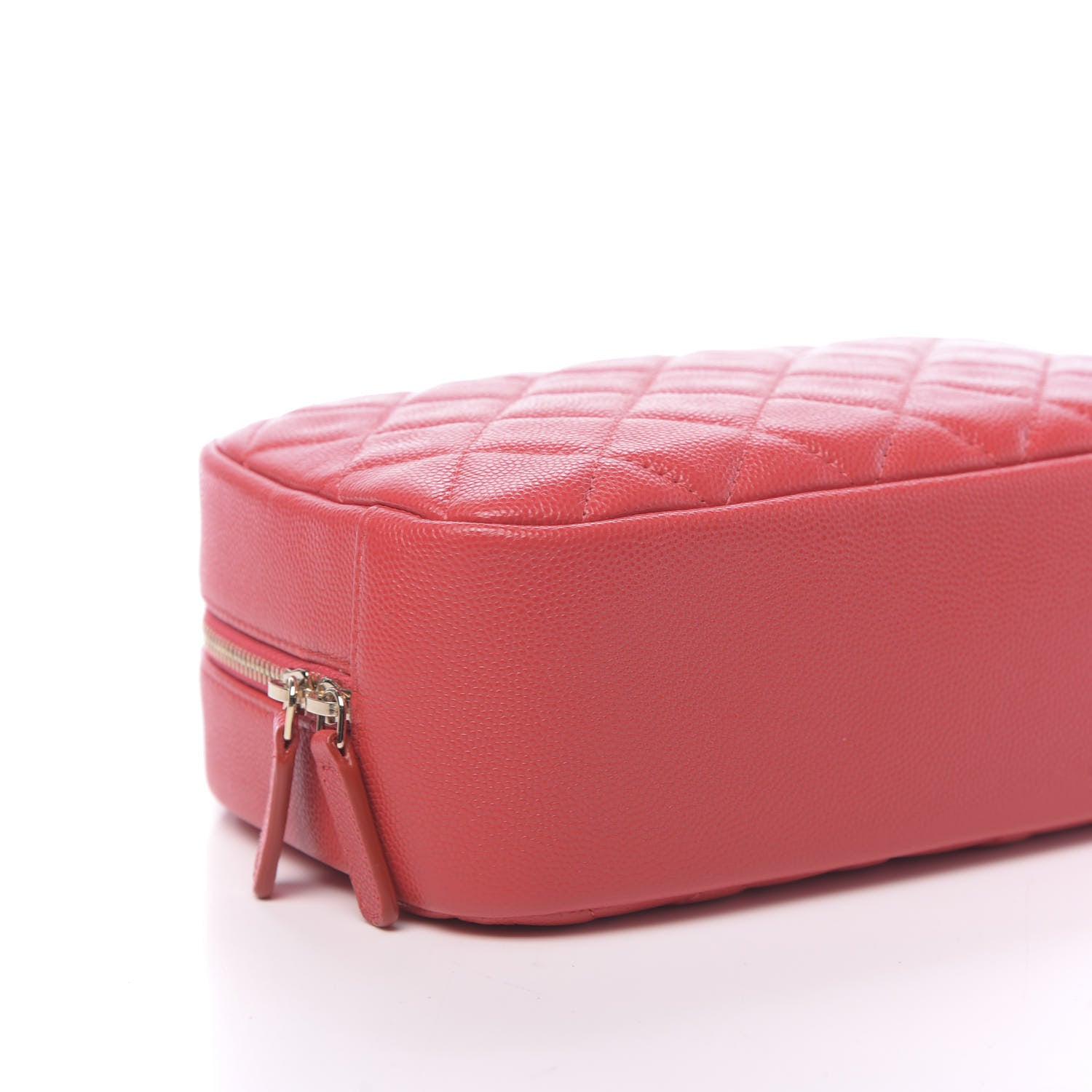 Chanel Caviar Quilted Medium Curvy Pouch Cosmetic Case Red 8 of 11