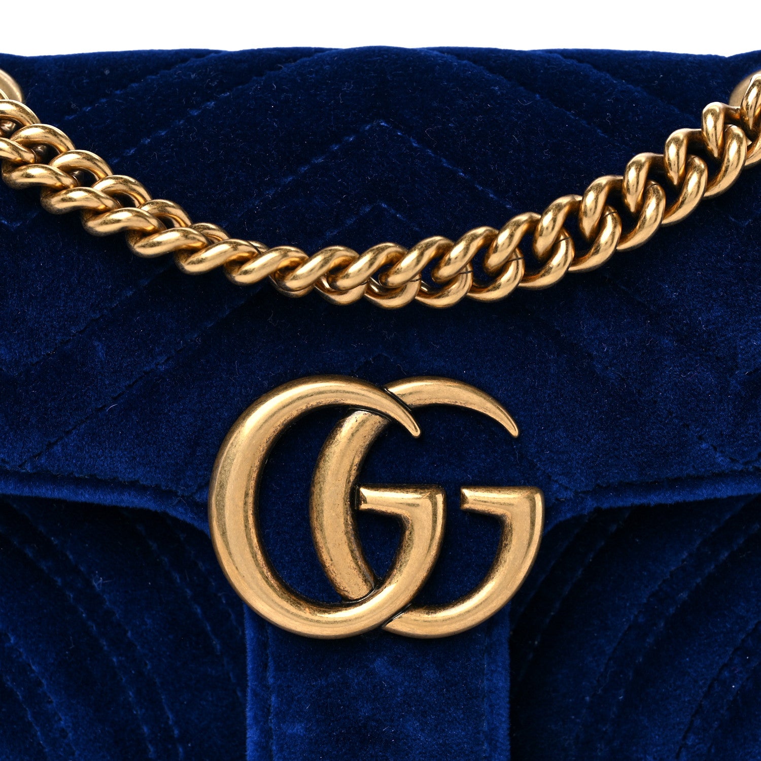 Gucci Velvet Matelasse Mini GG Marmont Shoulder Bag Cobalt Blue 12 of 12