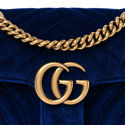 Gucci Velvet Matelasse Mini GG Marmont Shoulder Bag Cobalt Blue 12 of 12