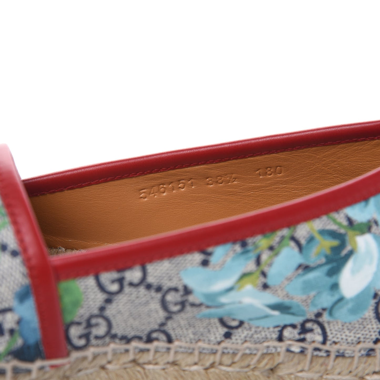 GG Supreme Monogram Blooms Espadrilles 38.5 Beige Blue Navy Hibiscus Red
