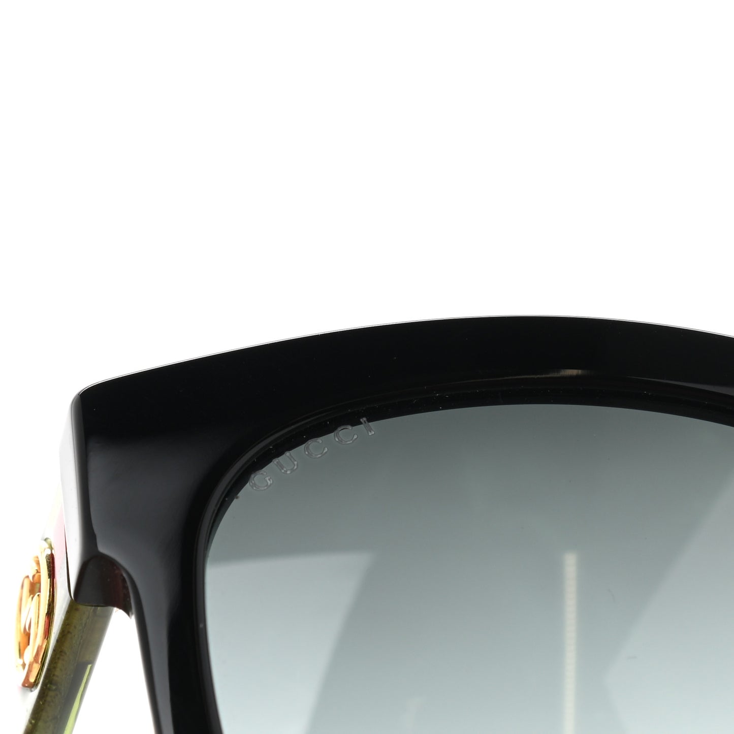 Acetate Square Frame Web Glitter Sunglasses GG0034S Black Green