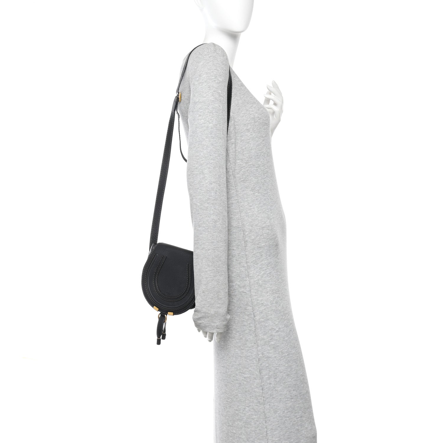 Chloe Calfskin Mini Marcie Round Crossbody Bag Black 2 of 15