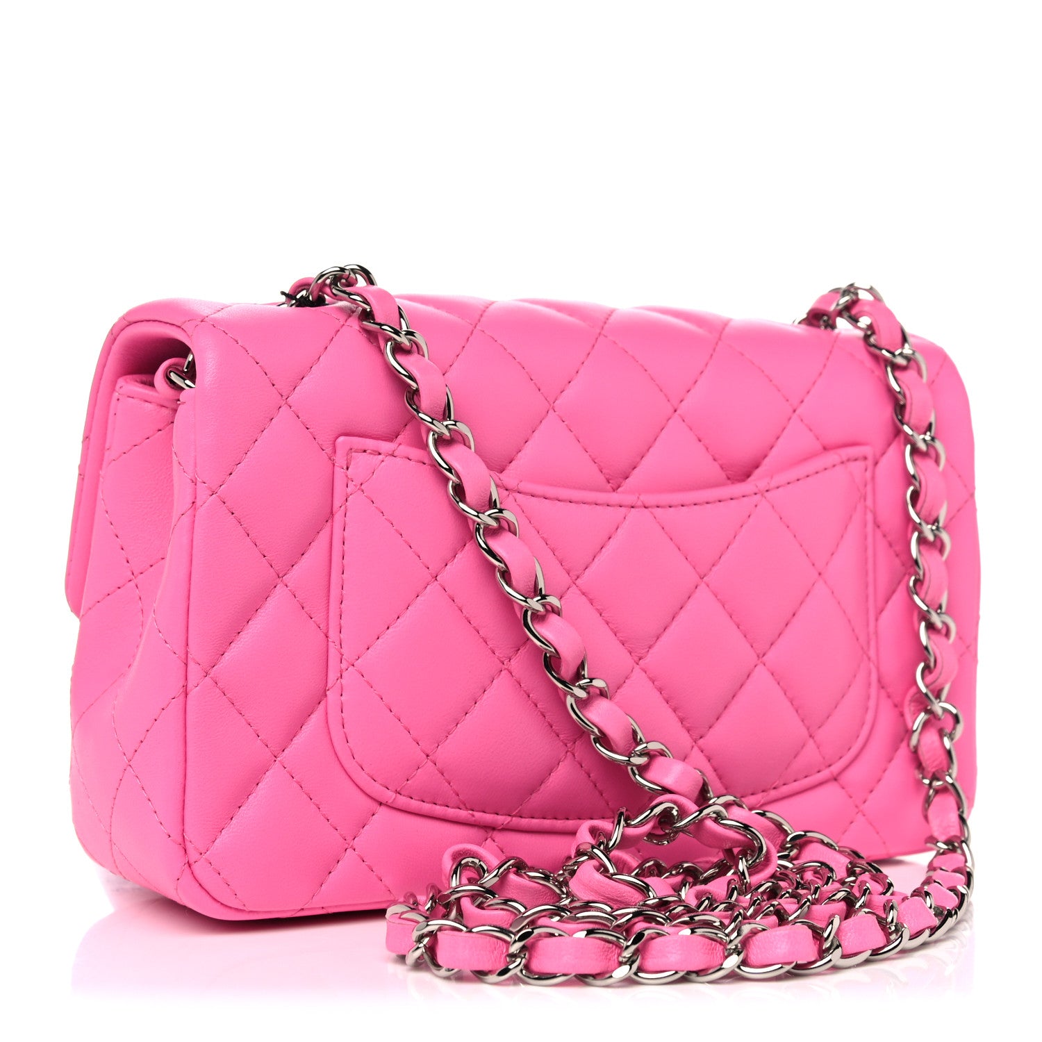 Chanel Lambskin Quilted Mini Rectangular Flap Neon Pink 3 of 10