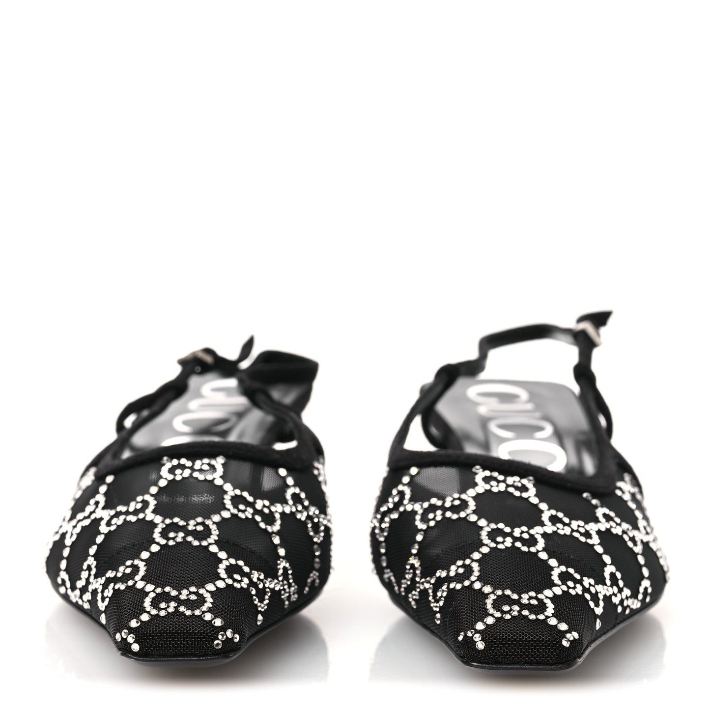 Tela Retino Kid Scamosciato Crystal GG Monogram Square G 35mm Slingback Pumps 39 Black