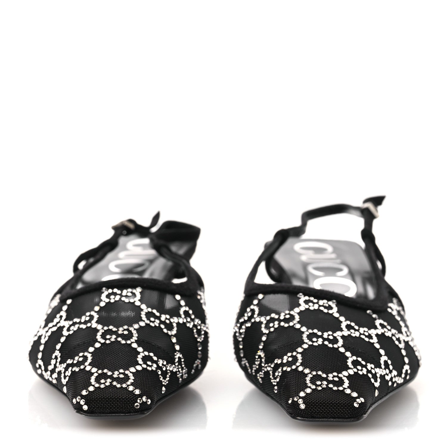 Gucci Tela Retino Kid Scamosciato Crystal GG Monogram Square G 35mm Slingback Pumps 39 Black 3 of 9
