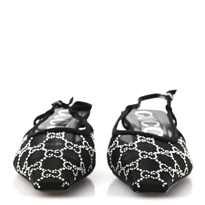 Gucci Tela Retino Kid Scamosciato Crystal GG Monogram Square G 35mm Slingback Pumps 39 Black 3 of 9