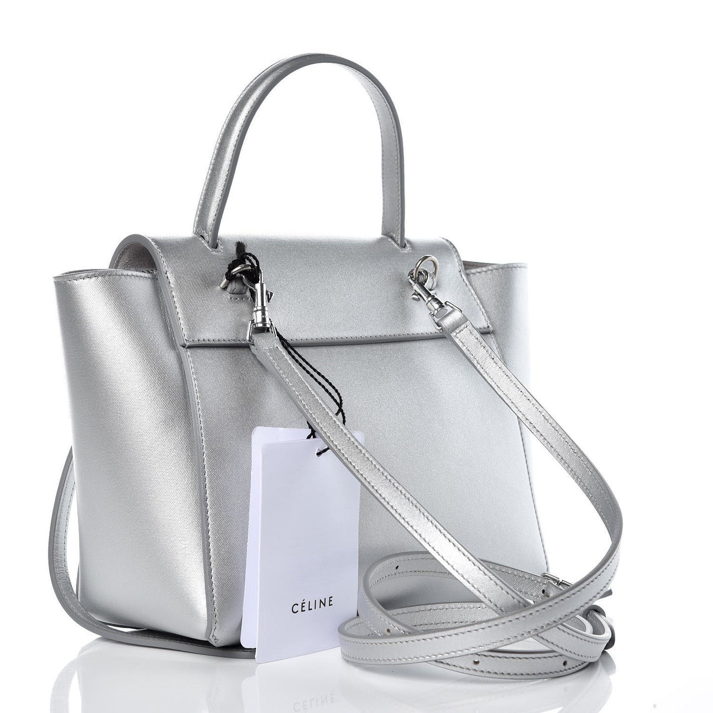 Laminated Calfskin Nano Belt Bag Silver