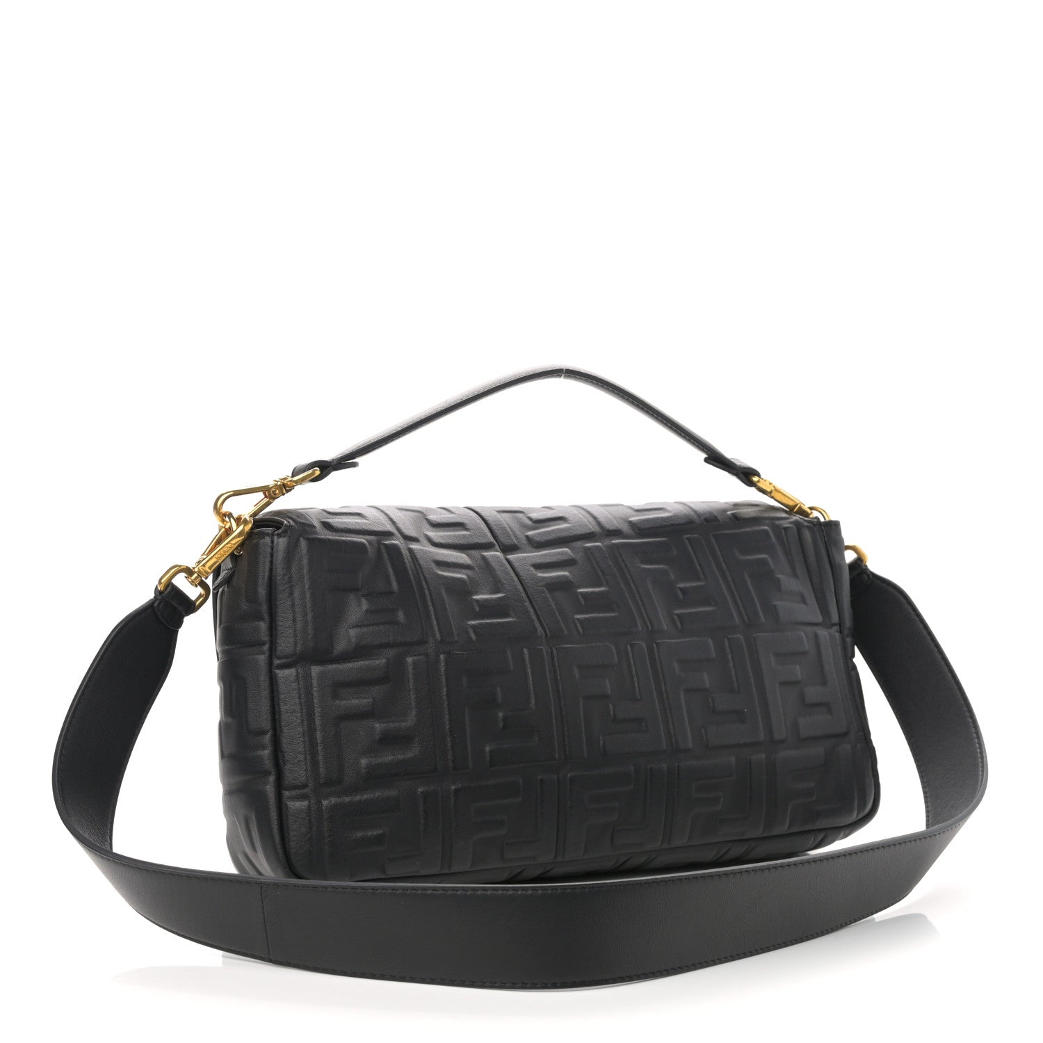 Fendi Nappa FF 1974 Embossed Large Baguette Black 2 of 9