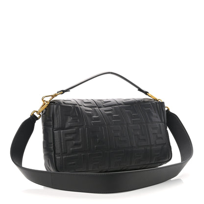 Fendi Nappa FF 1974 Embossed Large Baguette Black 2 of 9