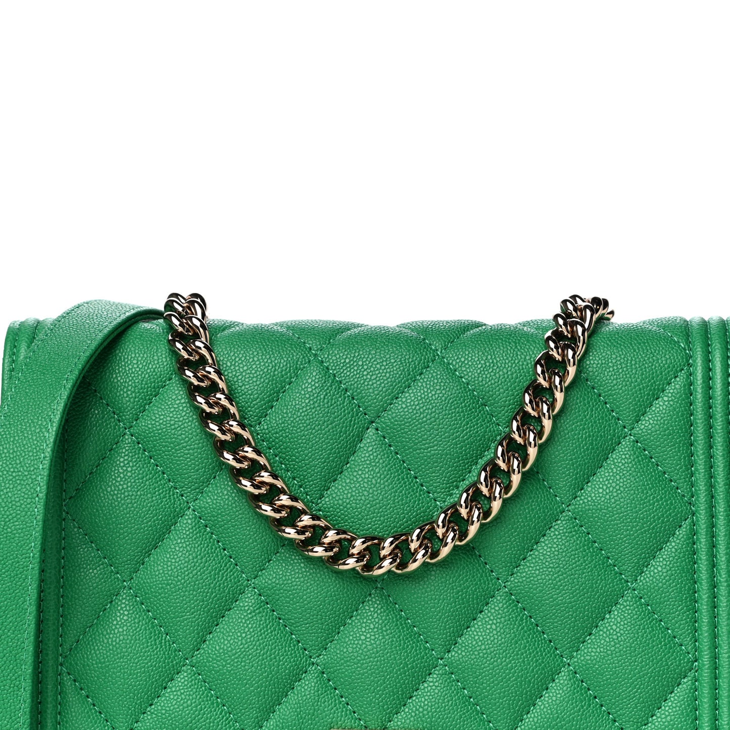 Caviar Quilted Boy Wallet On Chain WOC Green