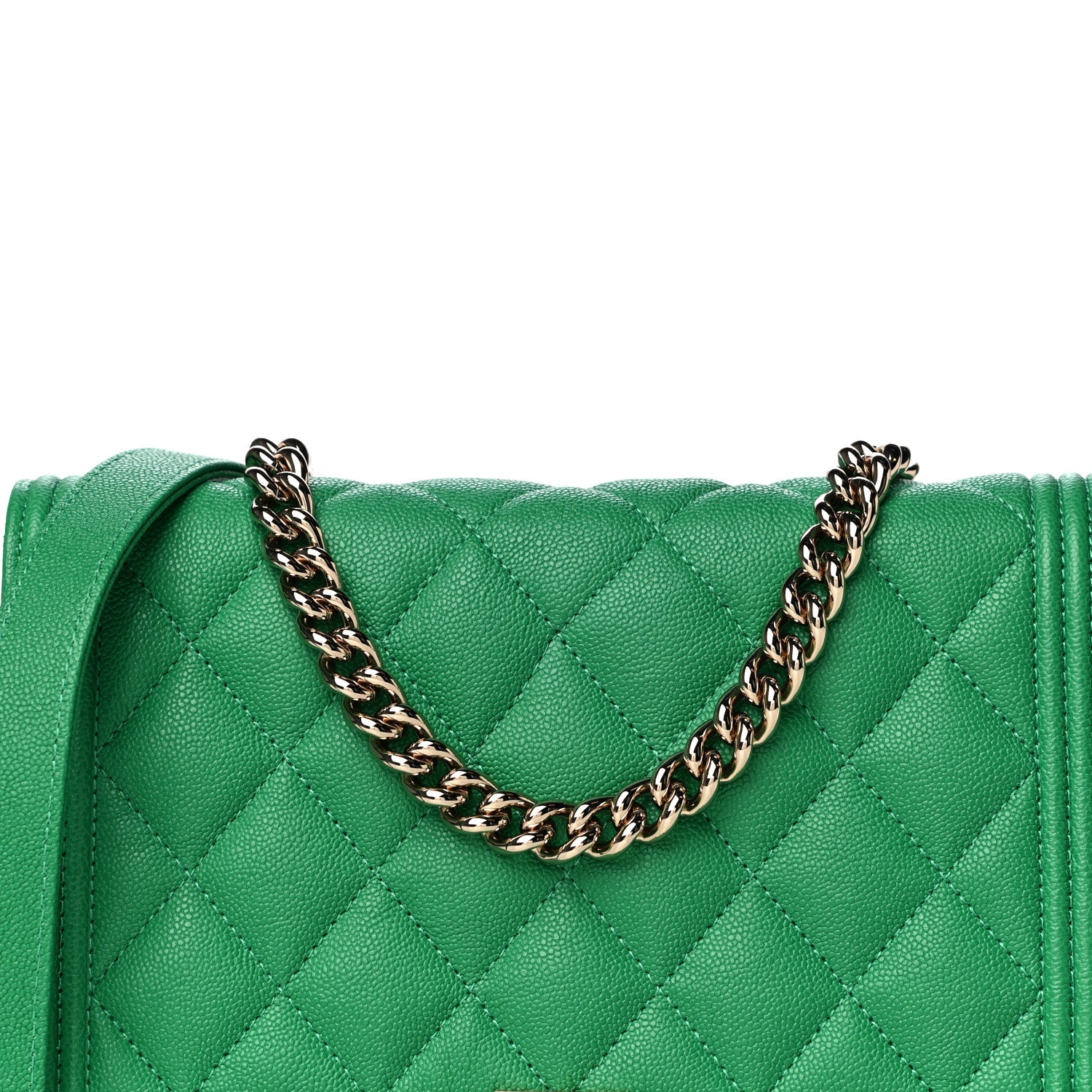 Chanel Caviar Quilted Boy Wallet On Chain WOC Green 8 of 10