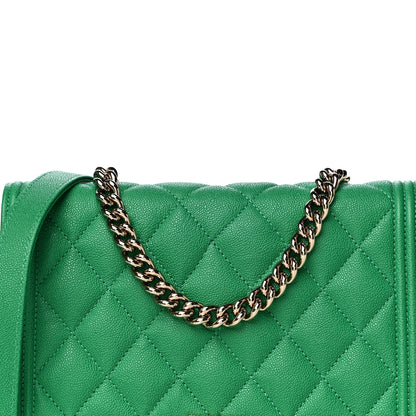 Chanel Caviar Quilted Boy Wallet On Chain WOC Green 8 of 10
