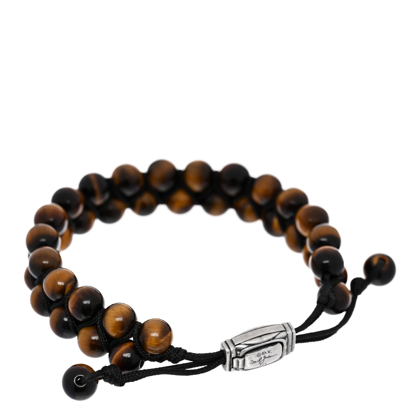 Sterling Silver Tiger's Eye Two Row 8mm Spiritual Beads Bracelet