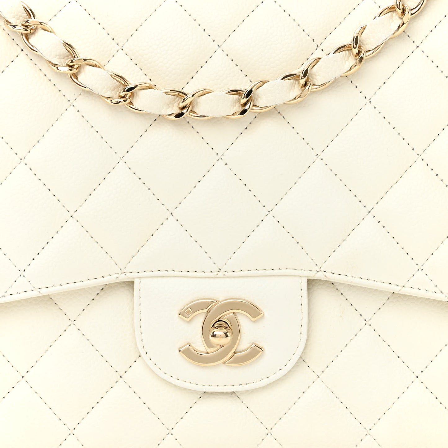 Caviar Quilted Jumbo Single Flap White