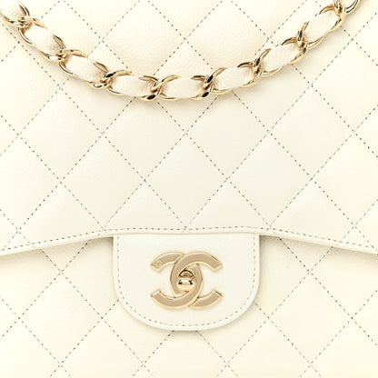Chanel Caviar Quilted Jumbo Single Flap White 8 of 10