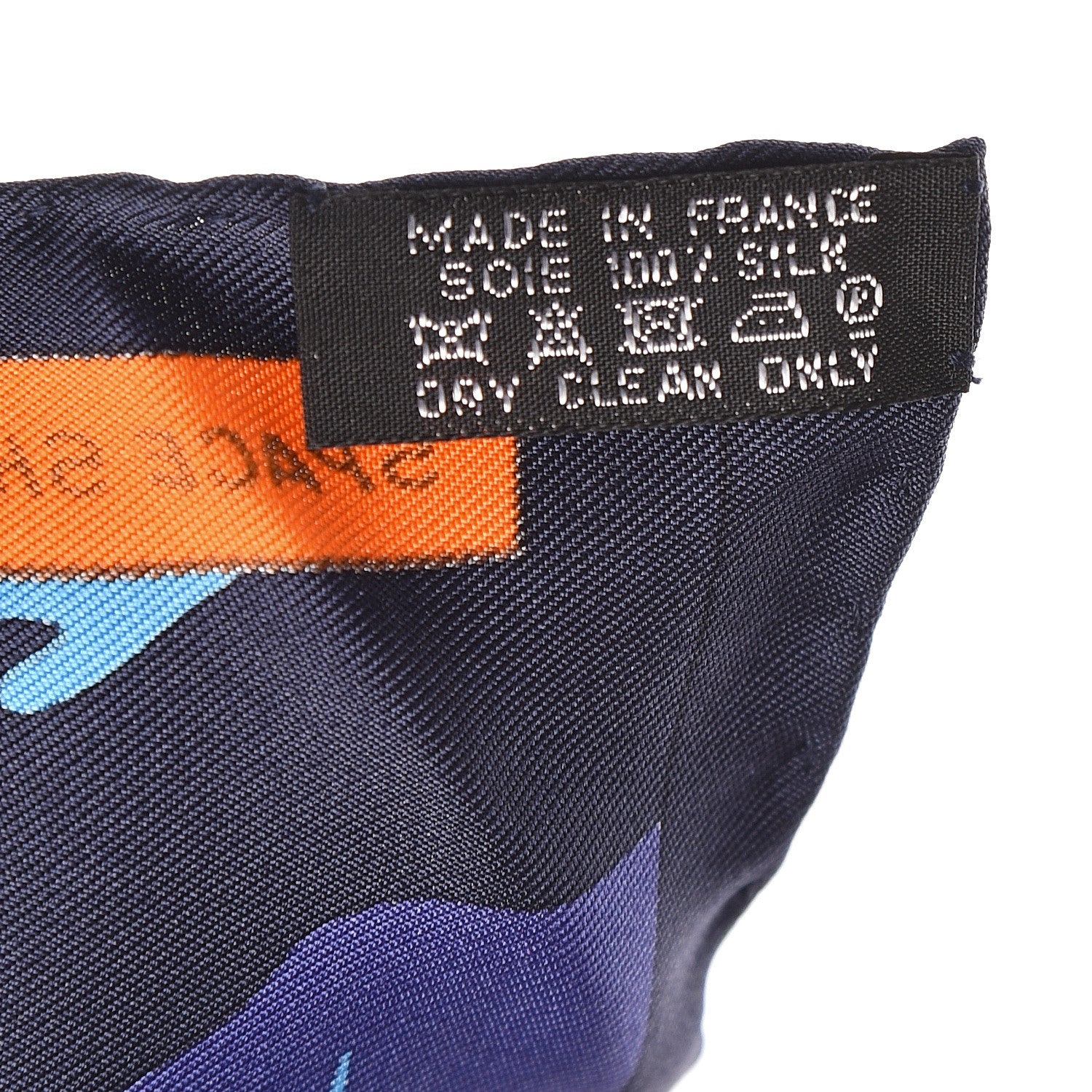 Hermes Silk Space Shopping Au Faubourg Pocket Square Marine Orange Violet 6 of 6