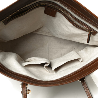 Gucci Monogram Medium Bree Zippered Tote Beige Tabacco 5 of 13