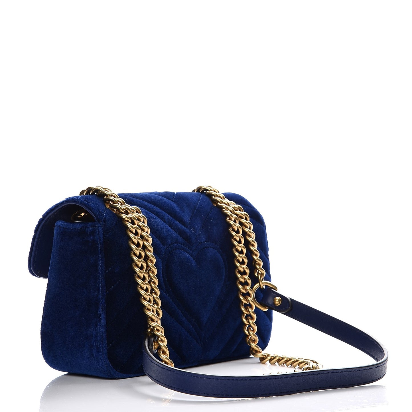Velvet Matelasse Embroidered Mini GG Marmont Shoulder Bag Cobalt Blue