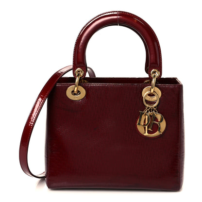 Christian Dior Patent Diorissimo Medium Lady Dior Burgundy Red 1 of 11
