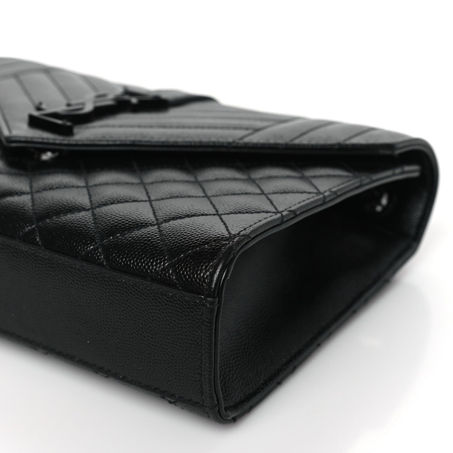 Saint Laurent Grain De Poudre Textured Mixed Matelasse Triquilt Medium Monogram Monochrome Satchel Black 8 of 8