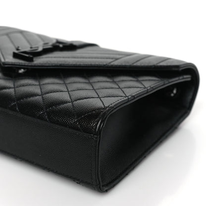 Saint Laurent Grain De Poudre Textured Mixed Matelasse Triquilt Medium Monogram Monochrome Satchel Black 8 of 8