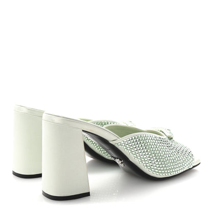 Prada Satin Crystal Logo 90mm Slide Sandals 36.5 Acqua 5 of 9