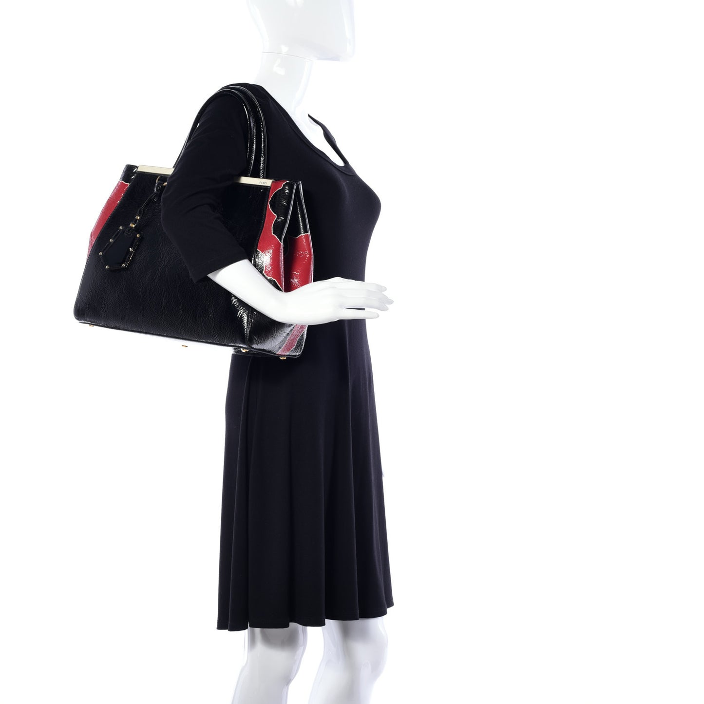 Patent Regular 2Jours Tote Black Red Milk
