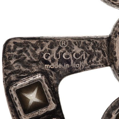 Gucci Metal Crystal Double G Brooch Silver 4 of 5