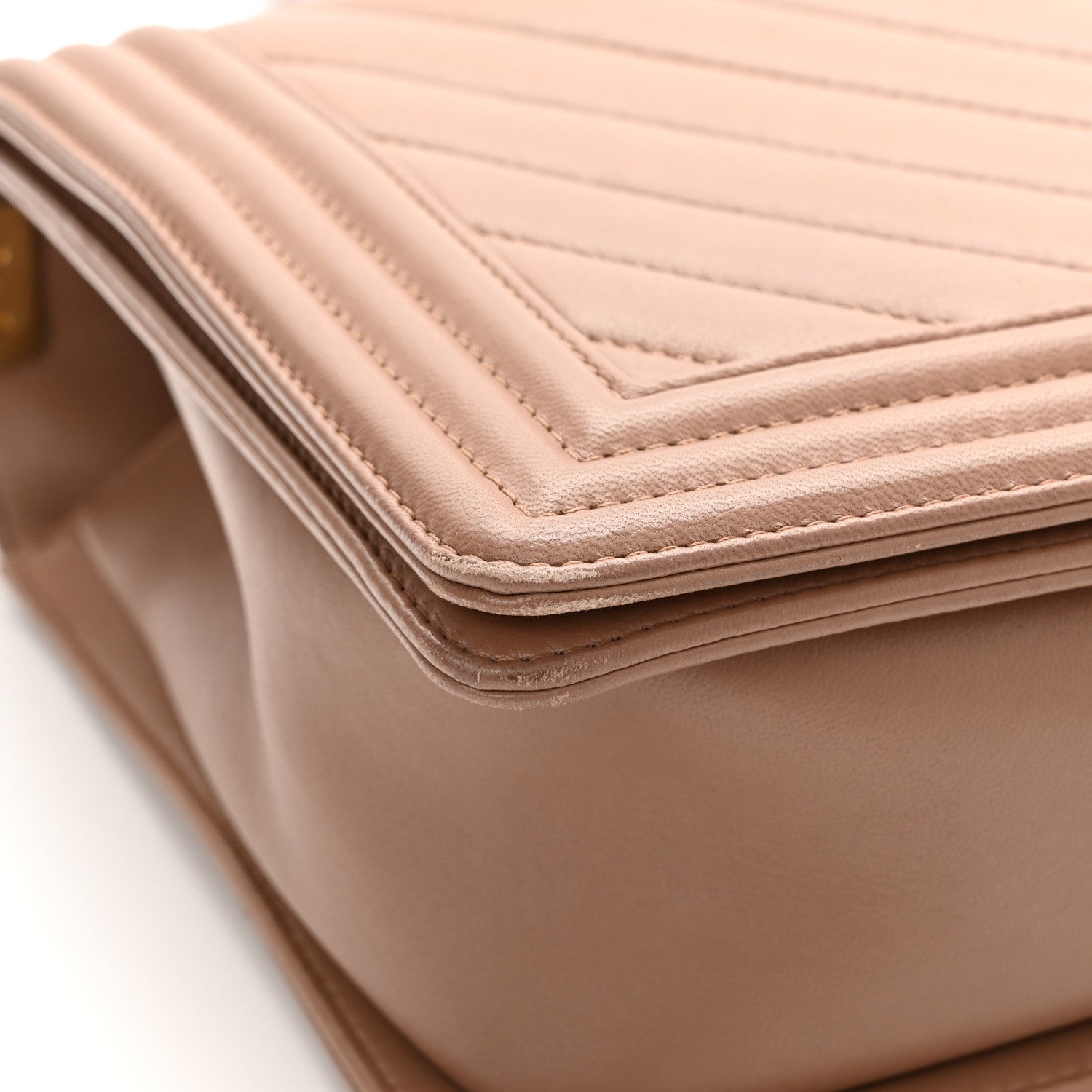 Chanel Calfskin Chevron Quilted New Medium Boy Flap Beige 12 of 15