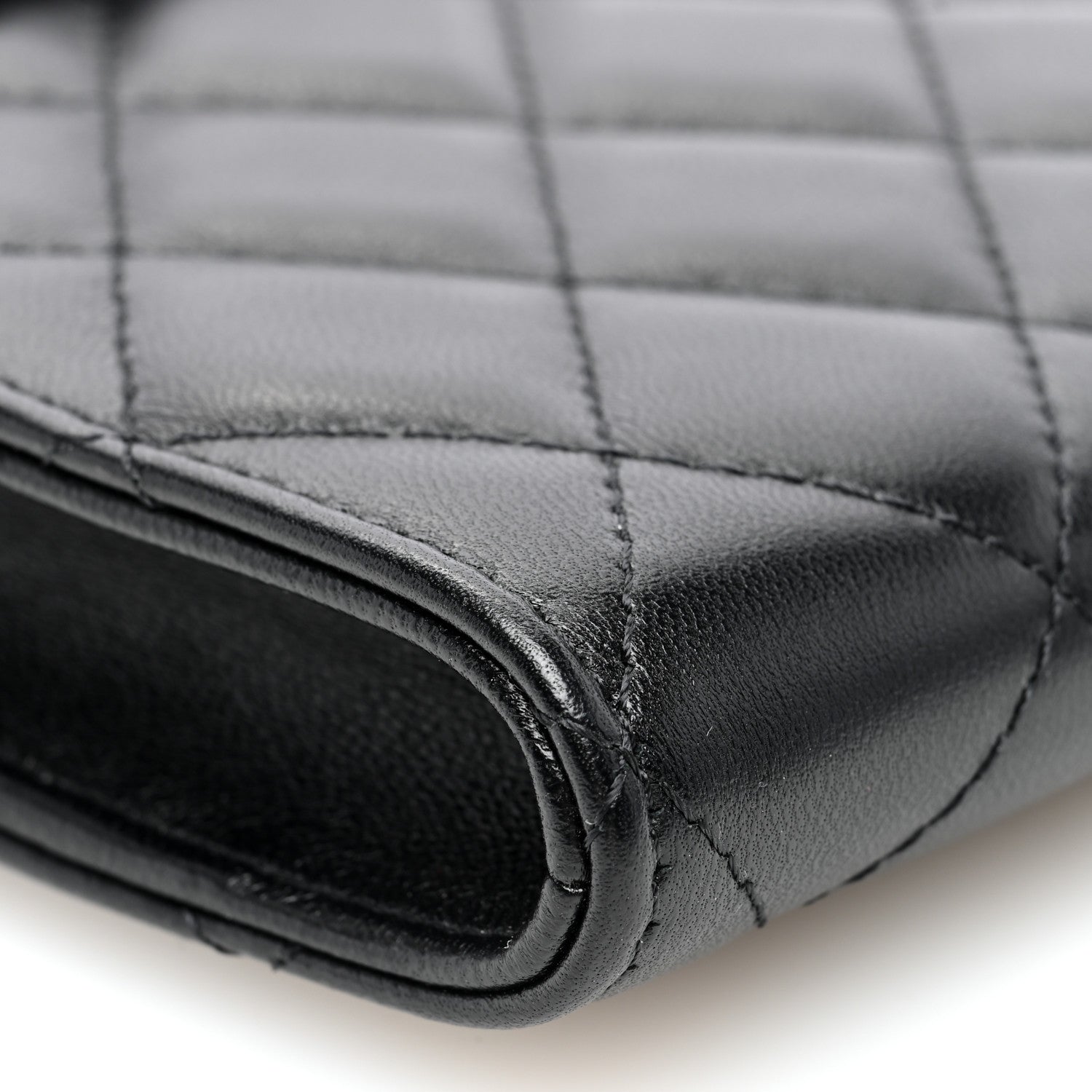 Chanel Lambskin Quilted Mini Camellia Bow Phone Holder Black 8 of 9