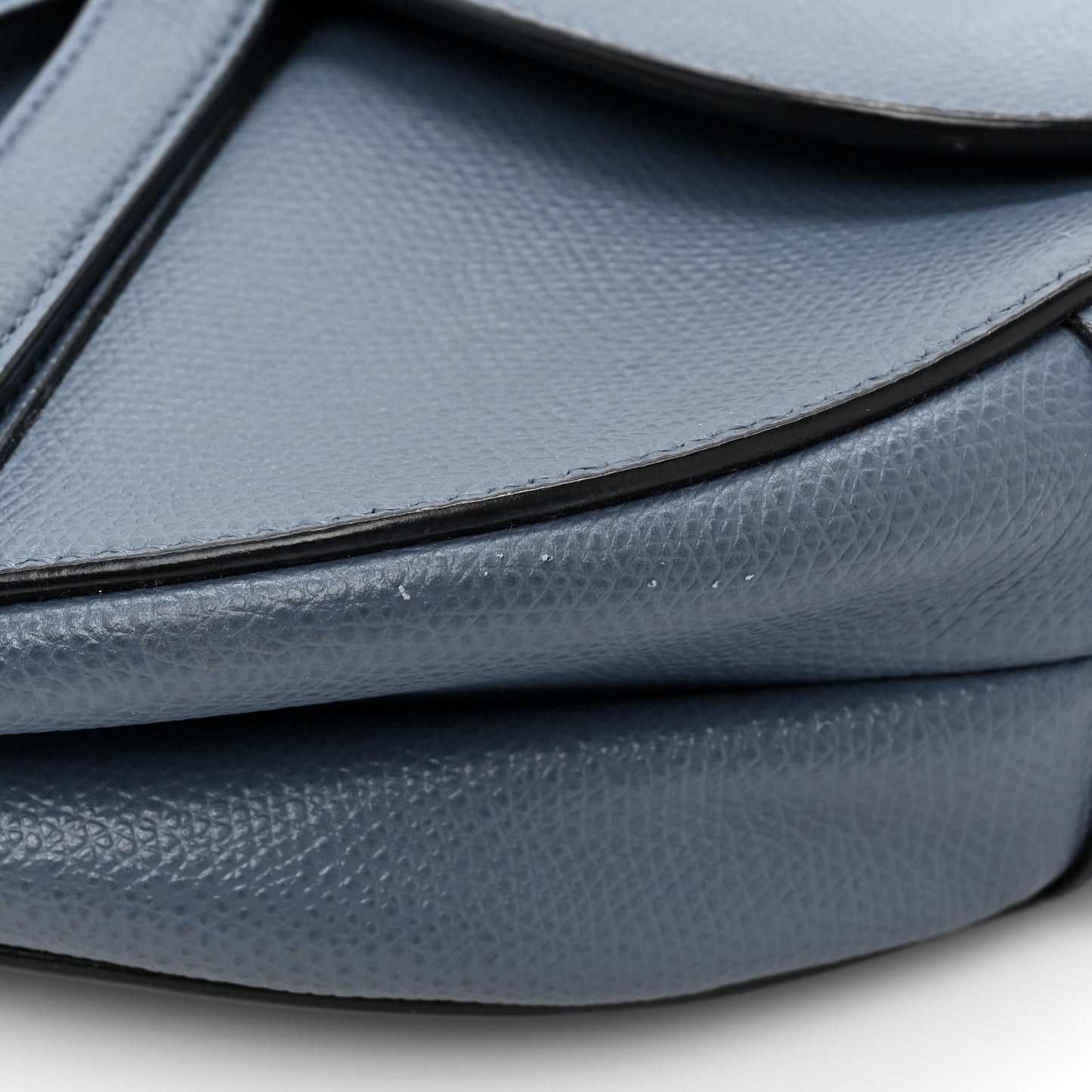 Grained Calfskin Saddle Bag Denim Blue