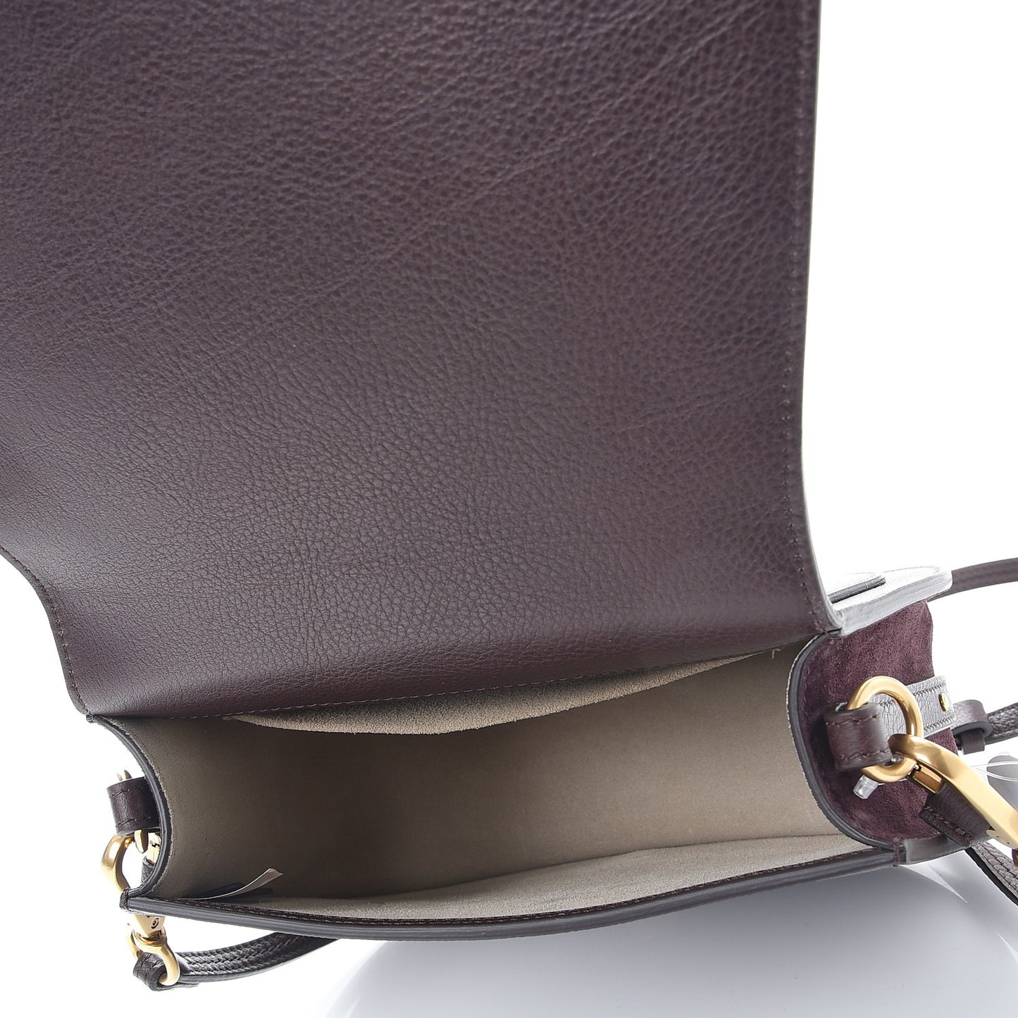 Calfskin Suede Medium Nile Bracelet Bag Carbon Brown
