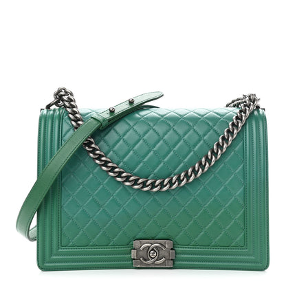 Chanel Lambskin Quilted Large Boy Flap Green 1 of 16