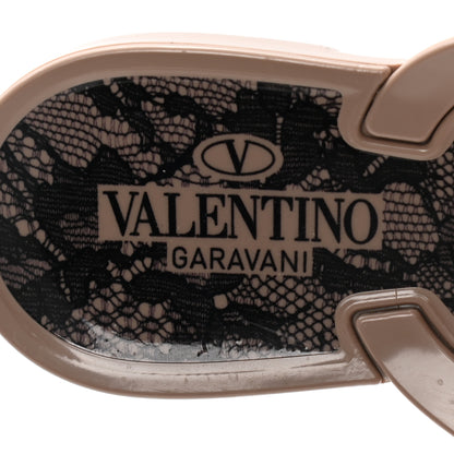 Valentino Garavani PVC Jelly Lace Print Bow Thong Sandals 38 Black Poudre 9 of 9