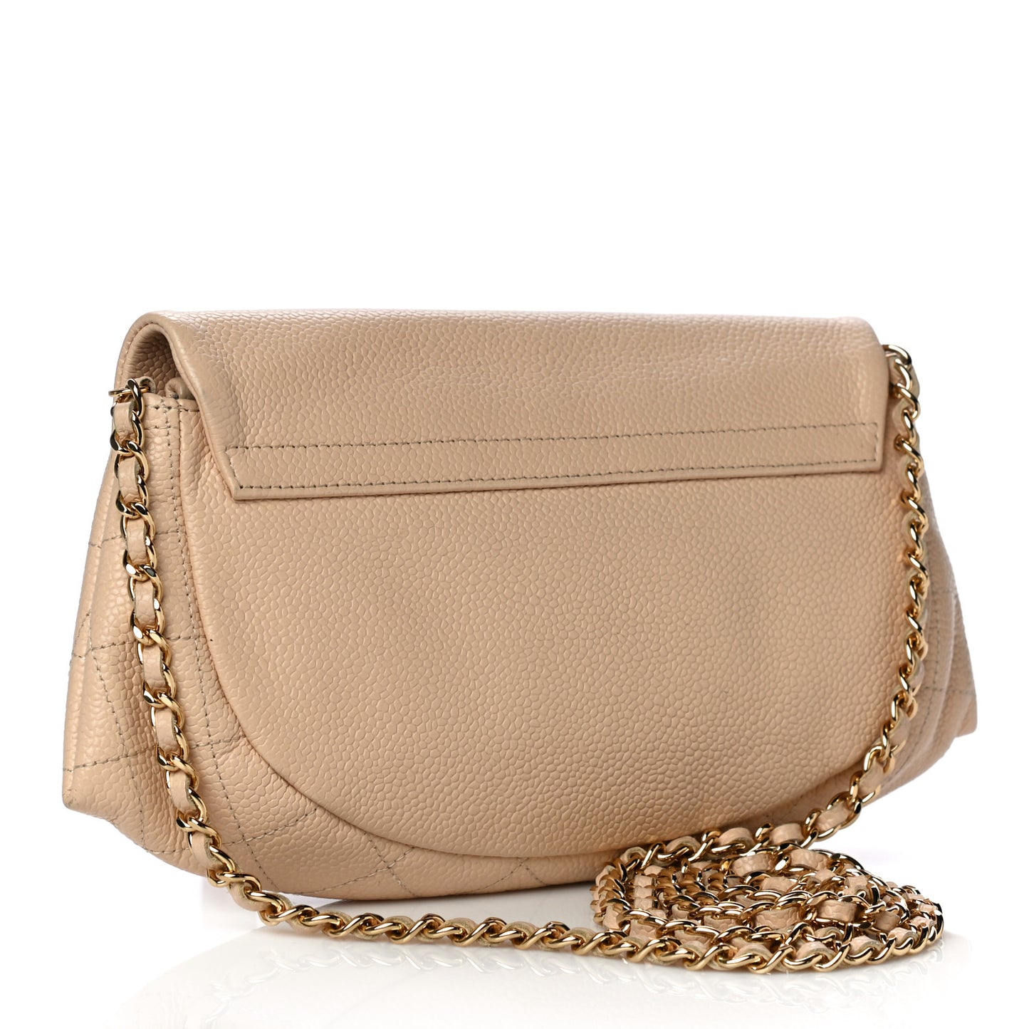 Caviar Half Moon Wallet On Chain WOC Beige