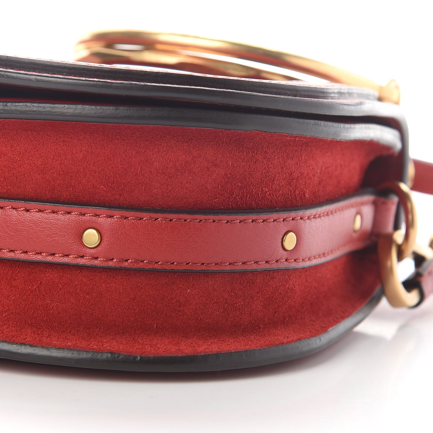 Calfskin Suede Small Nile Bracelet Bag Intense Red