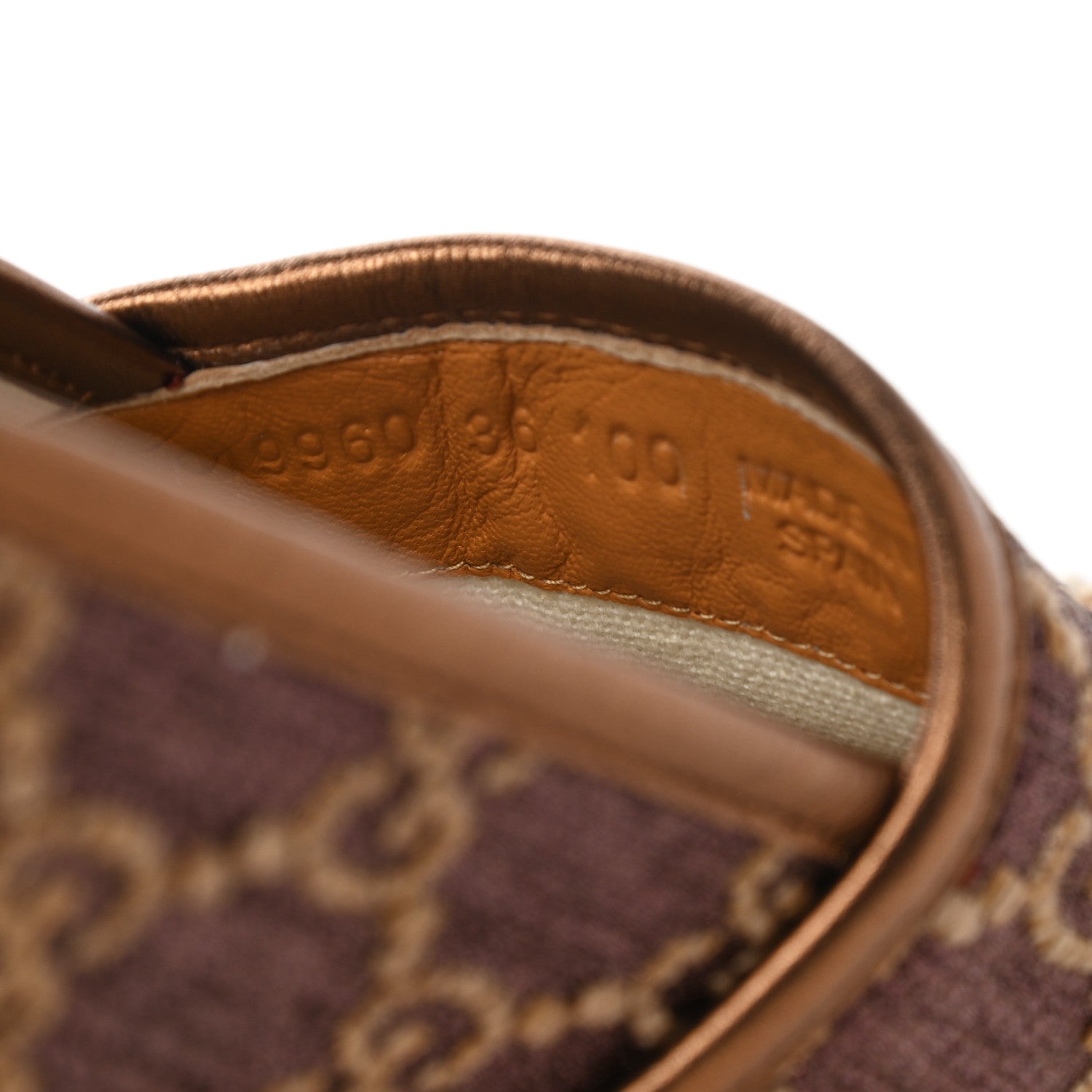 Gucci Lame Nappa GG Monogram Espadrilles 36 Brown Beige Light Bronze 9 of 11