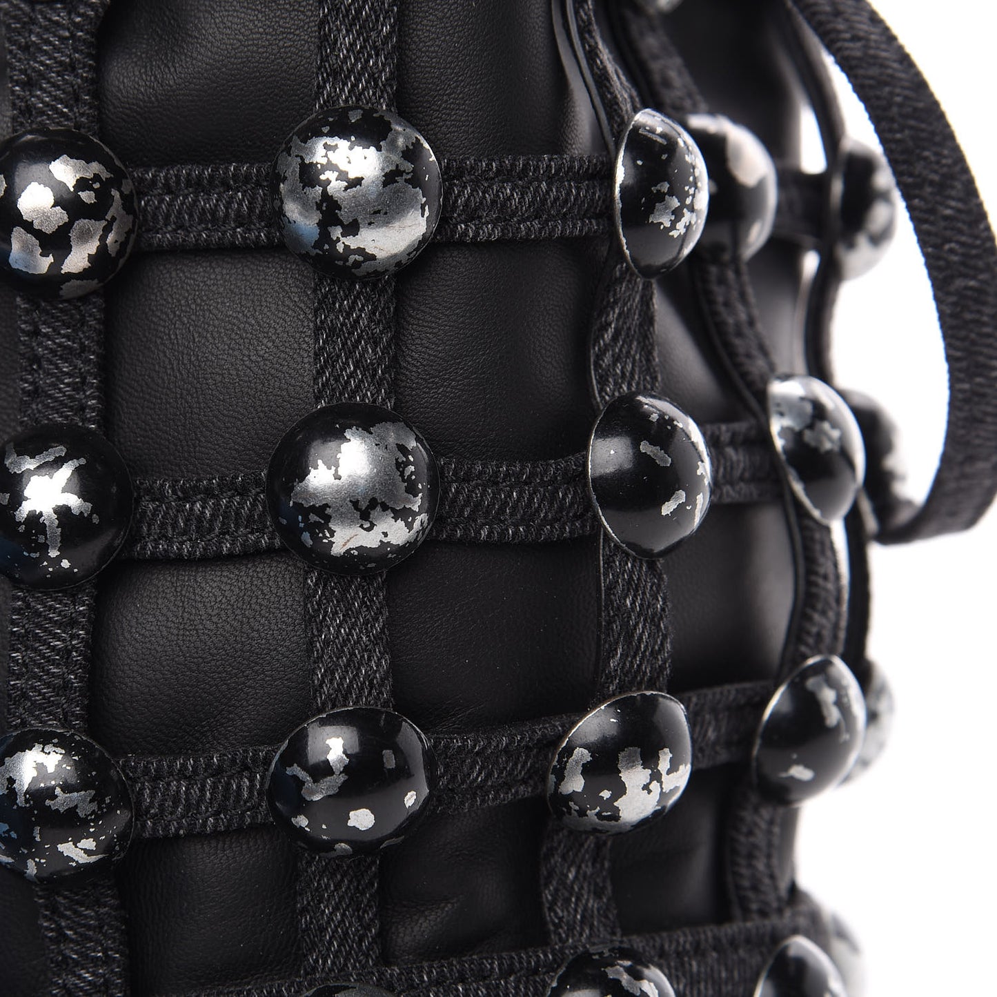 Denim Embellished Mini Roxy Bucket Bag Grey Aged