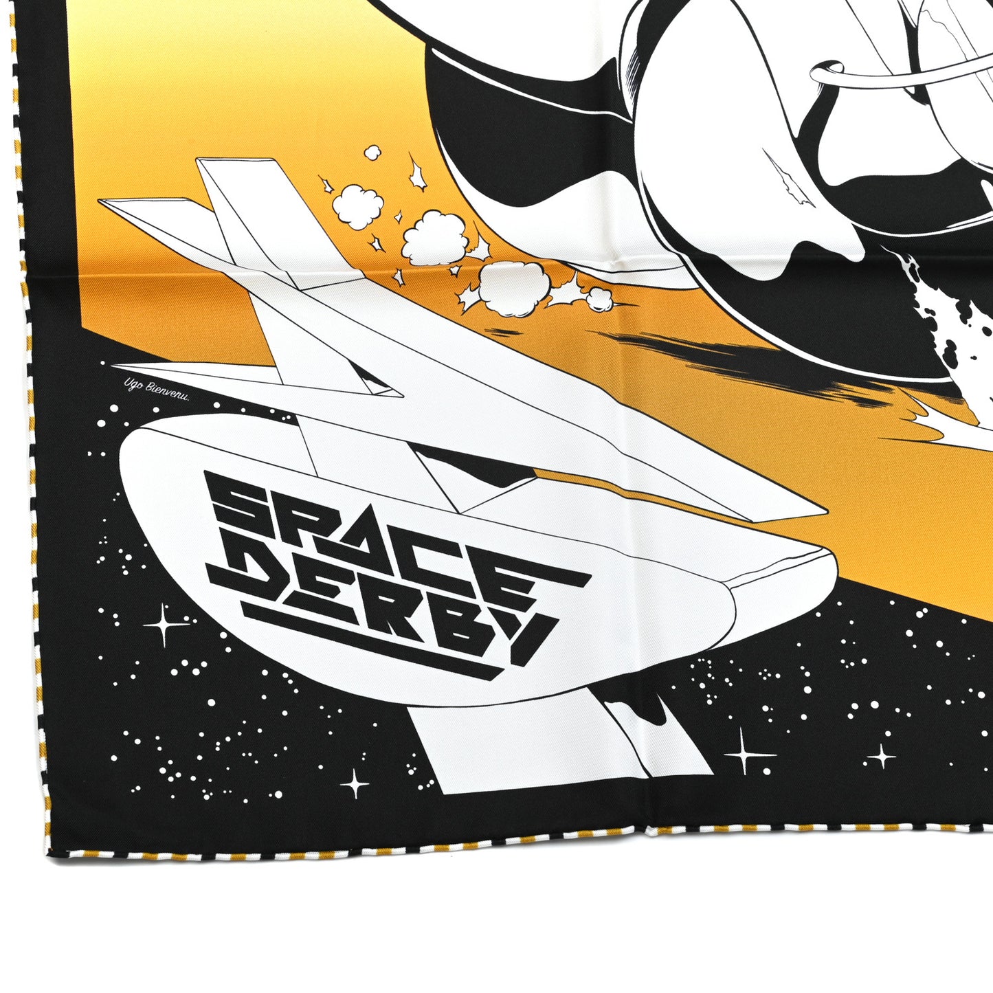 Silk Space Derby Scarf 90 Black White Gold