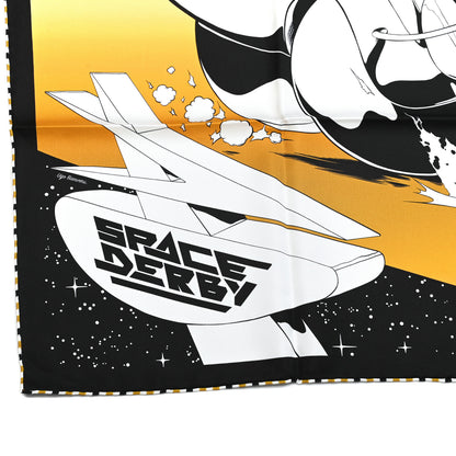 Hermes Silk Space Derby Scarf 90 Black White Gold 5 of 6