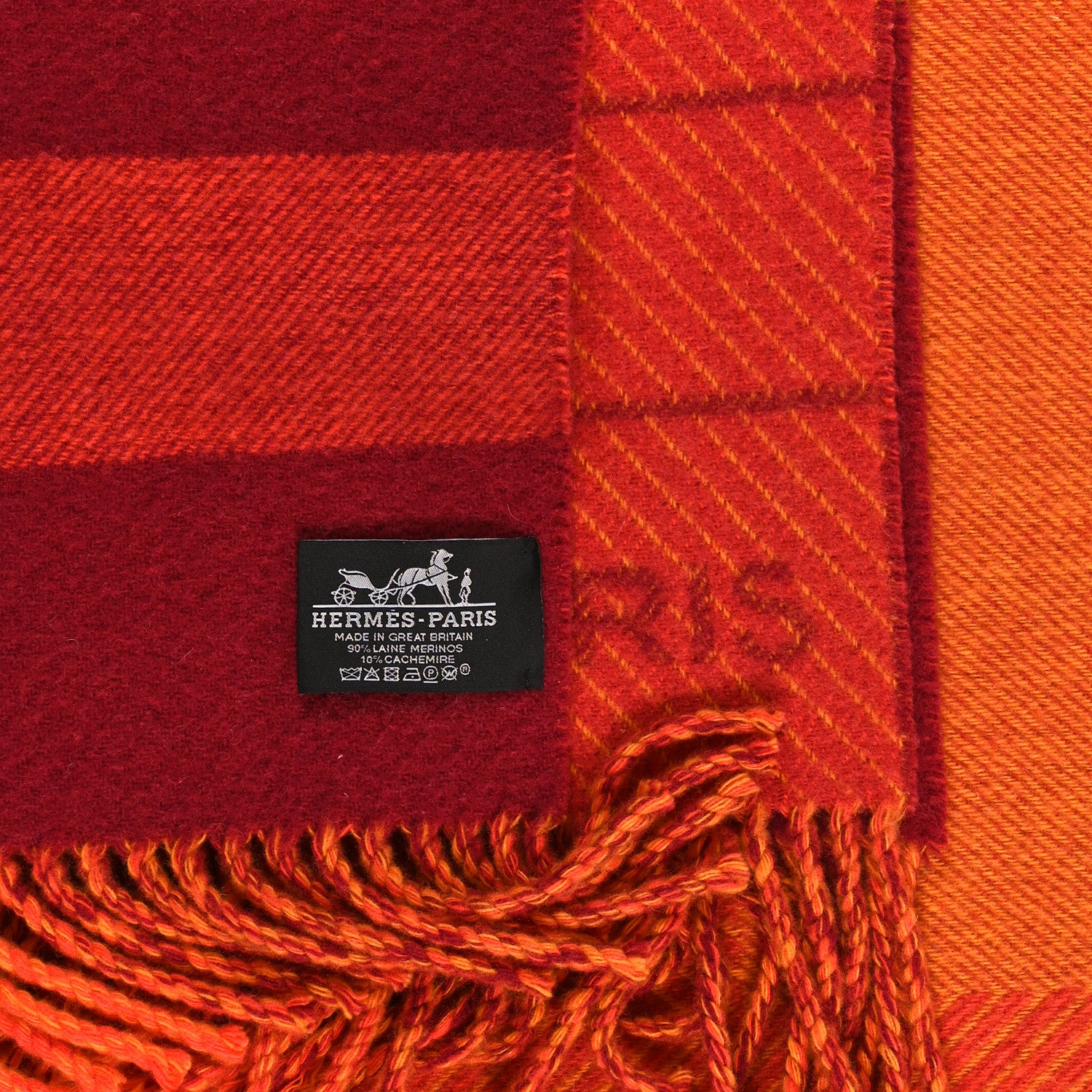 Hermes Merinos Wool Cashmere Anchor Chain 17 Blanket Terracotta
